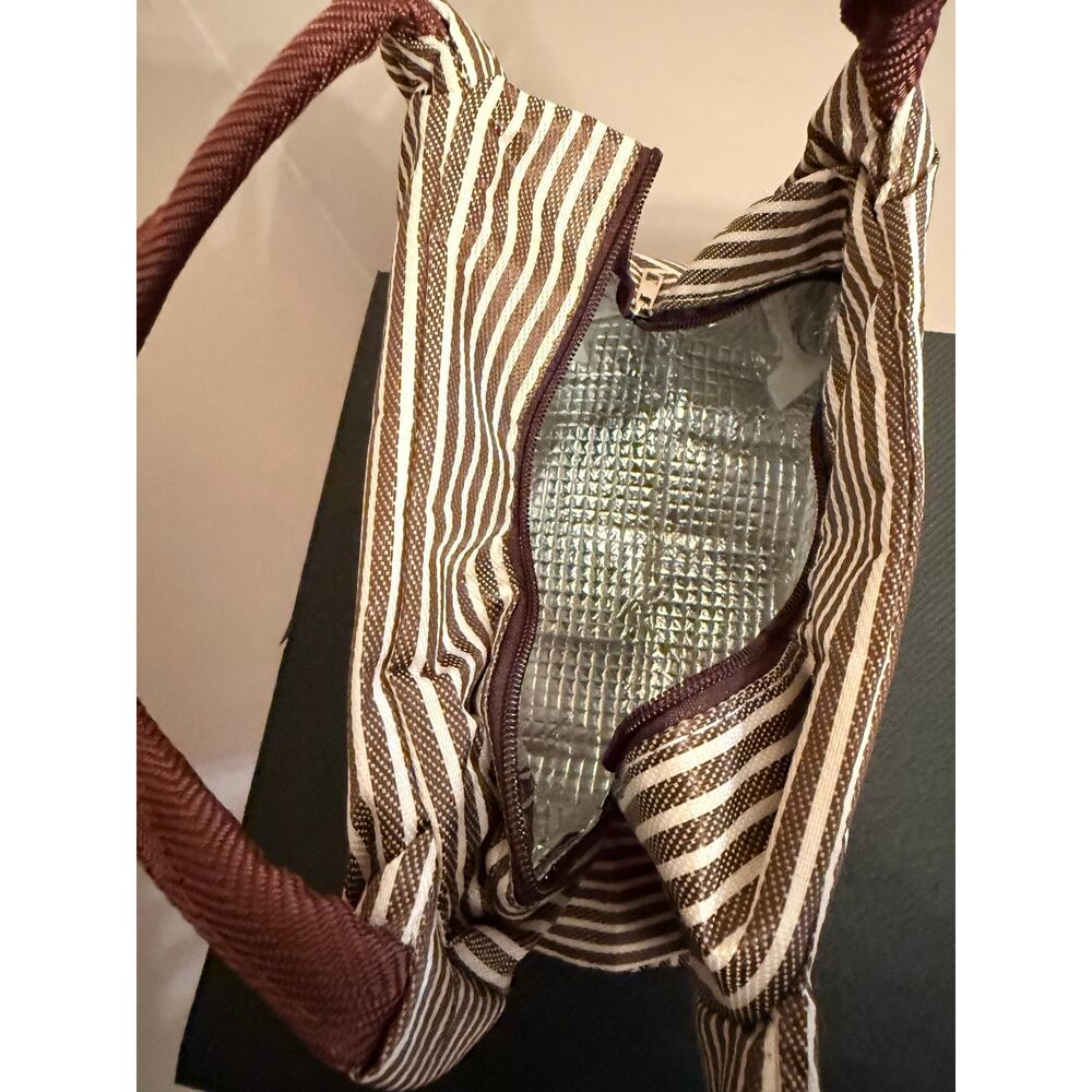 New puppy-themed insulated lunch bag, brown striped pattern Dogs Make Me Happy - Picture 5 of 7